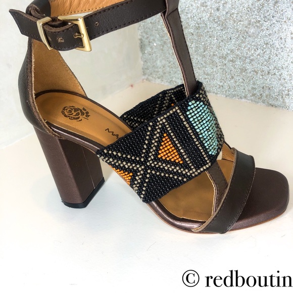 Maliparmi Shoes - Maliparmi Beaded T strap block heeled sandals